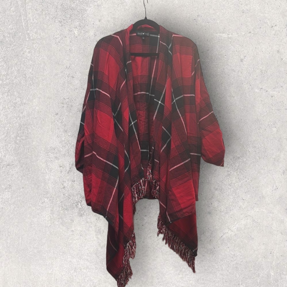 Red and Black Plaid Cardigan